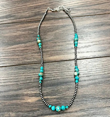 Handmade 22" Clustered Navajo Gemstone Necklace