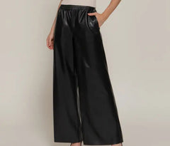 Straight Faux Leather Long Pants