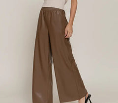 Straight Faux Leather Long Pants