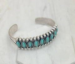 Silver Metal With Blue Turquoise Stone Bangle