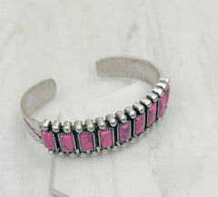 Silver Metal With Hot Pink Stone Bangle