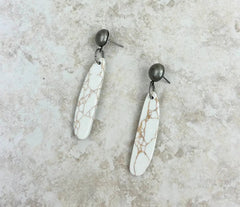 Silver With White Stone Teardrop Earrings