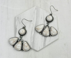 Silver Metal With White Stone Earrings
