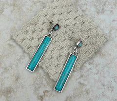 Silver Dangle Earrings With Blue Turquoise Stone