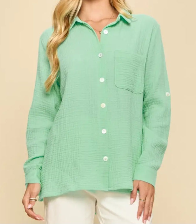 Breathable Cotton Button-Down Top