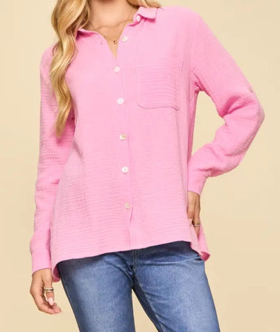 Breathable Cotton Button-Down Top
