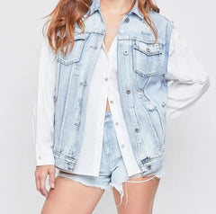 Oversized Boyfriend Fit Denim Vest