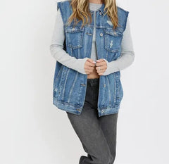 Oversized Boyfriend Fit Denim Vest