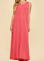 Textured V-Neck Maxi Dress