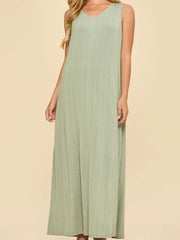 Textured V-Neck Maxi Dress