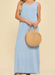 Textured V-Neck Maxi Dress