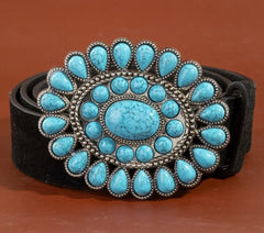 Western Concho Turquoise Stone Buckle Belt