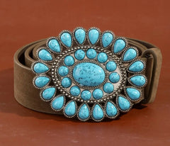 Western Concho Turquoise Stone Buckle Belt