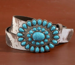 Western Concho Turquoise Stone Buckle Belt