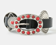 Western Round Turquoise Buckle Concho Belt