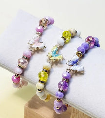 Fairy Butterfly Pendant Mix Bead Stretch Bracelet