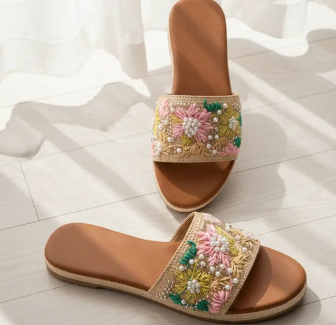 Colorful Floral Beading Upper Summer Sandals