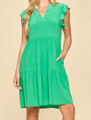 Flutter Sleeve Tiered Forever Dress