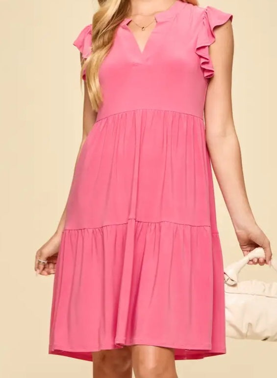 Flutter Sleeve Tiered Forever Dress