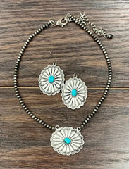 Boho Turquoise Necklace/Earrings Set