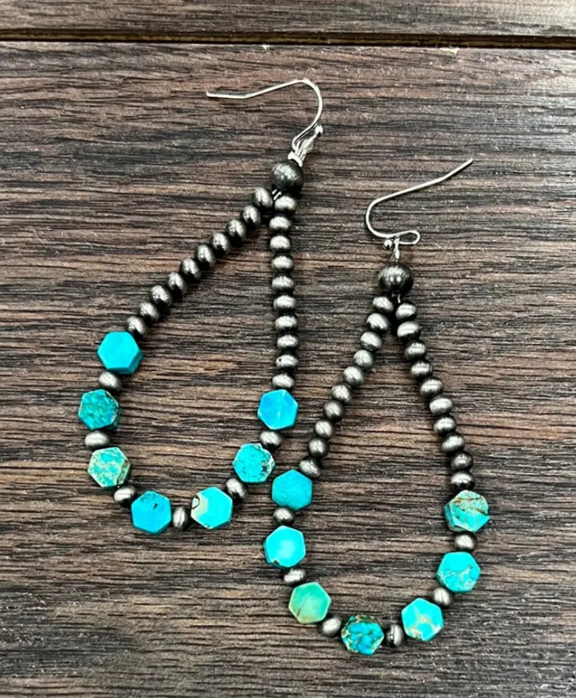 Western Hexa Gemstone Earrings