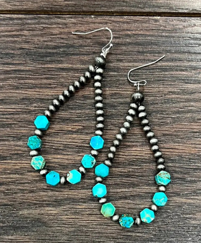 Western Hexa Gemstone Earrings