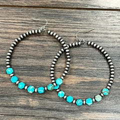 Western Hexa Gemstone Hoop Earrings
