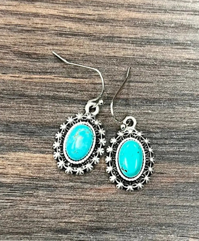 8mm Oval Turquoise Earrings