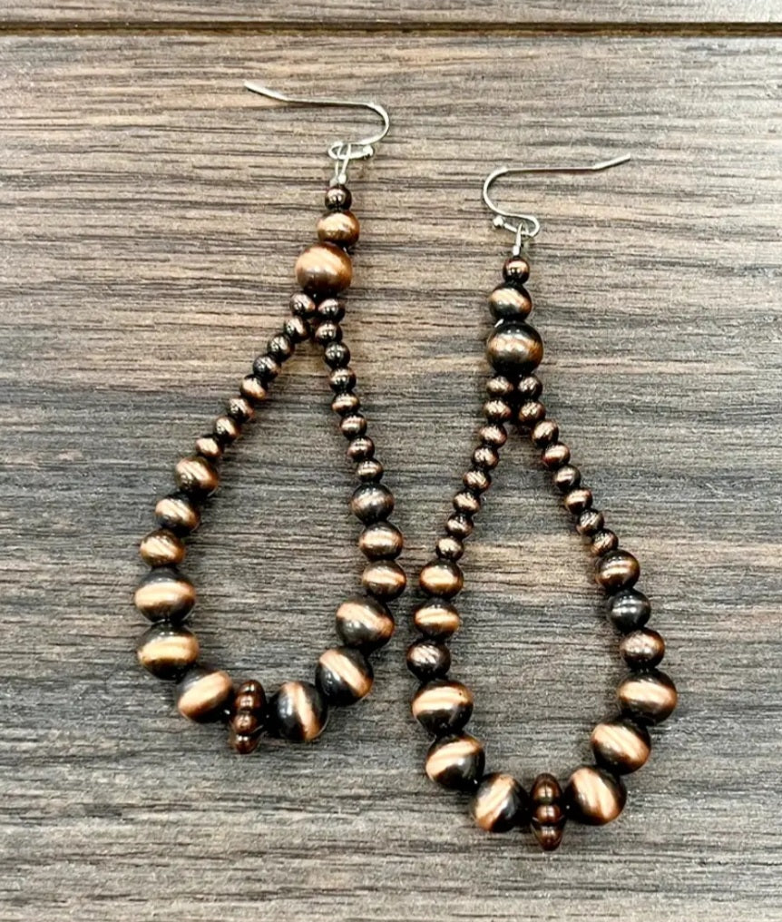 Western Copper-Tone Bead Earrings