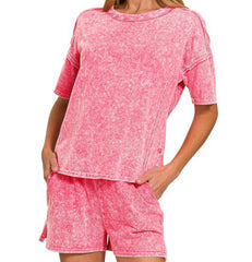 Washed Short Sleeve Tee & Shorts Set