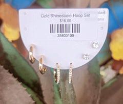 Gold Rhinestone Hoop Set