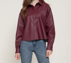 Washed Faux Leather Top