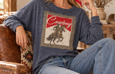 Leopard Cowboy Graphic Hacci Sweatshirt