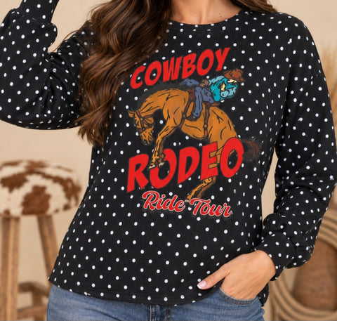 Cowboy Rodeo Graphic Polka Dots Sweatshirt