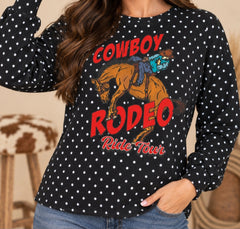 Cowboy Rodeo Graphic Polka Dots Sweatshirt