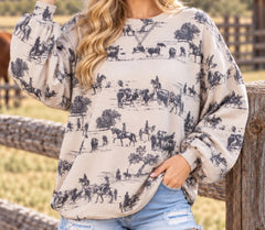 Western Print Sweatshirt