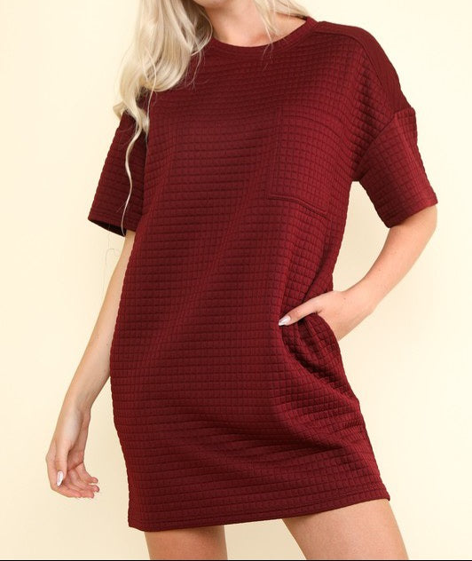 Checkered T-Shirt Dress With Pockets