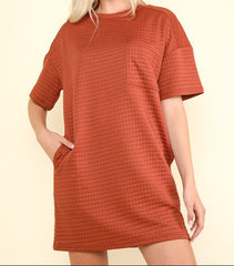 Checkered T-Shirt Dress With Pockets