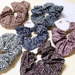 Zebra Hair Scrunchies With Sparkly Studs