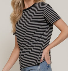 Short Sleeve Round Neck Stripe Tee