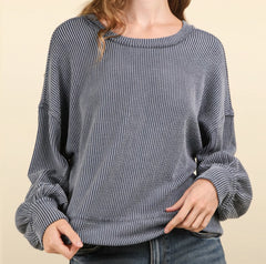 Solid Sweater Top With Back Design