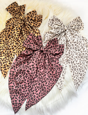 Leopard Print Hair Bow Clips