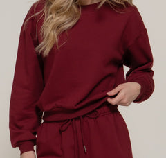 Long Sleeve Round Neck Crop Sweatshirt