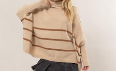 Striped Poncho Style Sweater