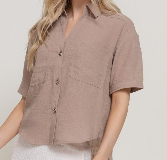 Collared Linen Top