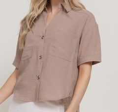 Collared Linen Top