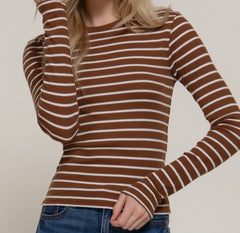 Long Sleeve Stripe Knit Top