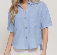 Collared Linen Top