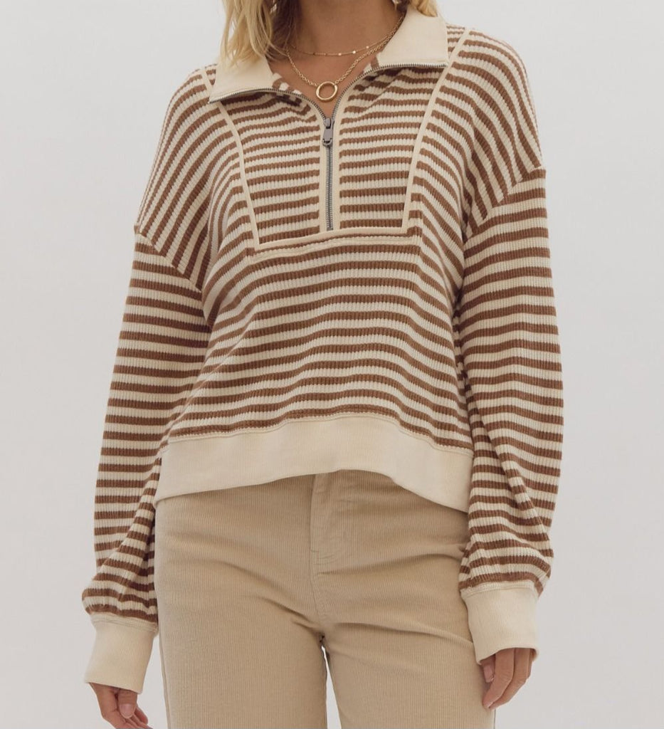 Stripe Long Sleeve Pullover Top