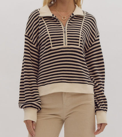 Stripe Long Sleeve Pullover Top